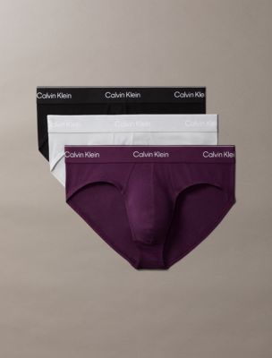 Icon Cotton Stretch 3-Pack Hip Brief, Black/Harbor Mist/Dark Purple W/ Dtm W Bs