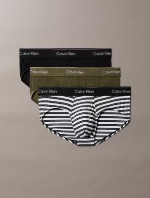 Icon Cotton Stretch 3-Pack Hip Brief, Black/Triple Stripe Black/Olive Night W/ Dtm W Bs