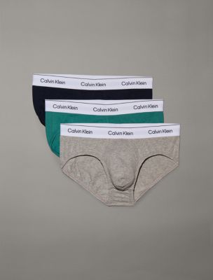 3-Pack de trois culottes aux hanches en coton extensible Icon, Shoreline/Gris chiné/Sarcelle vif