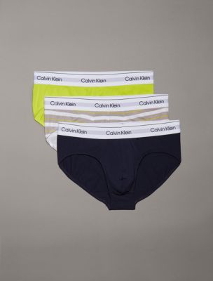 Icon Cotton Stretch 3-Pack Hip Brief, Shoreline / Stripe / Kewl Lime
