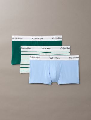 Icon Cotton Stretch 3-Pack Low Rise Trunk, Turf/Logo Split Stripe+Srout Green/Frozen Fjord