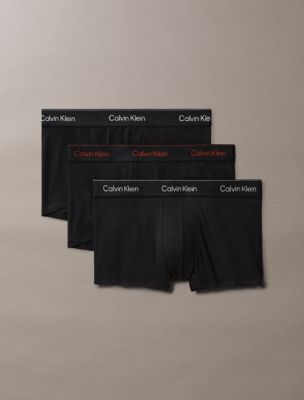 Icon Cotton Stretch 3-Pack Low Rise Trunk, Black / Pumpkin / Casual Blue