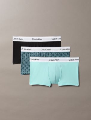 Icon Cotton Stretch 3-Pack Low Rise Trunk, Black / Stratified Sea / Tahiti Turquoise
