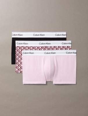 Icon Cotton Stretch 3-Pack Low Rise Trunk, Black/Bijou Modern Emblem Outline Spring Lilac/Spring Lilac