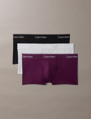 Icon Cotton Stretch 3-Pack Low Rise Trunk, Black/Harbor Mist/Dark Purple W/ Dtm W Bs