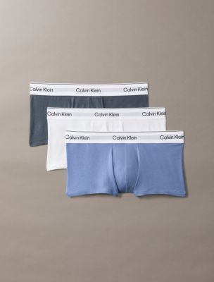 Icon Cotton Stretch 3-Pack Low Rise Trunk, White/Blue Tulip/Turbulence