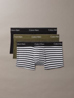 Icon Cotton Stretch 3-Pack Low Rise Trunk, Black/Triple Stripe Black/Olive Night W/ Dtm W Bs