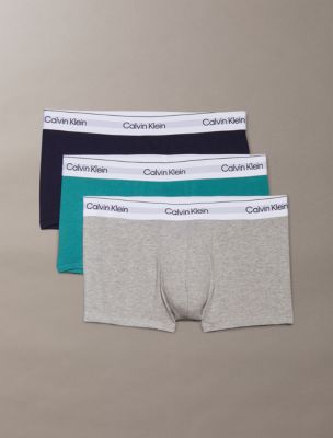Icon Cotton Stretch 3-Pack Low Rise Trunk, Shoreline / Grey Heather / Lively Teal
