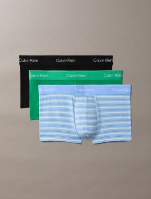 Icon Cotton Stretch 3-Pack Low Rise Trunk, Black/Green/Pulse Stripe Blue Multi
