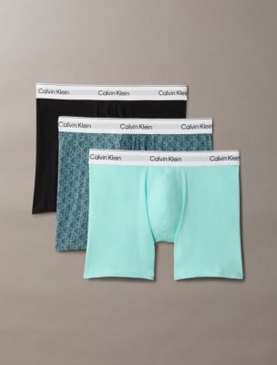Icon Cotton Stretch 3-Pack Boxer Brief, Black/Bijou Modern Emblem Stratified Sea/Tahiti Turquoise