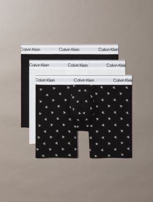 Icon Cotton Stretch 3-Pack Boxer Brief, Black/Diamond Logo Black/Classic White