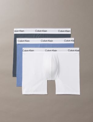 Icon Cotton Stretch 3-Pack Boxer Brief, White/Blue Tulip/Turbulence