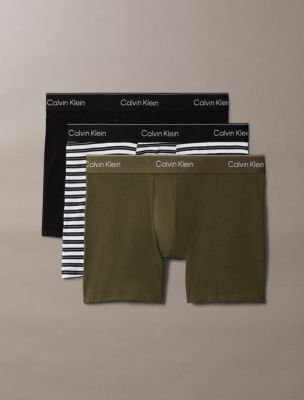 Icon Cotton Stretch 3-Pack Boxer Brief, Black/Triple Stripe Black/Olive Night W/ Dtm W Bs