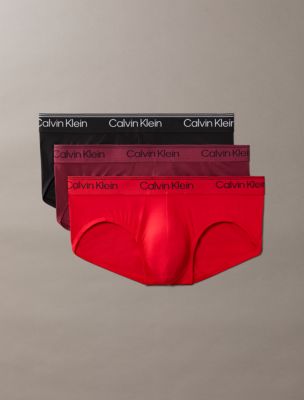 Microfiber Stretch 3-Pack Hip Brief, Black/Goji Berry/Established Red