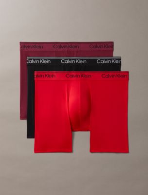 Microfiber Stretch 3-Pack Boxer Brief, Black/Goji Berry/Established Red