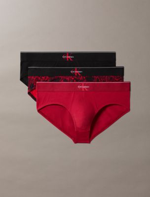 Graphic Monogram Cotton Stretch 3-Pack Brief, Black/Python Black/Rio Red