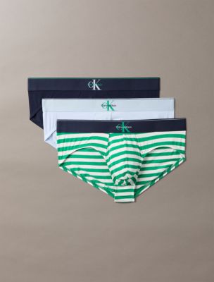 Graphic Monogram Cotton Stretch 3-Pack Brief, Shoreline/Mardi Gras Green/Breezy Blue Multi