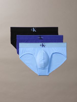 Graphic Monogram Cotton Stretch Brief, Black / Blue River Fog /Blue Descent