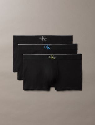 Graphic Monogram Cotton Stretch 3-Pack Trunk, Black