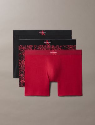Graphic Monogram Cotton Stretch 3-Pack Boxer Brief, Black/Python Black/Rio Red