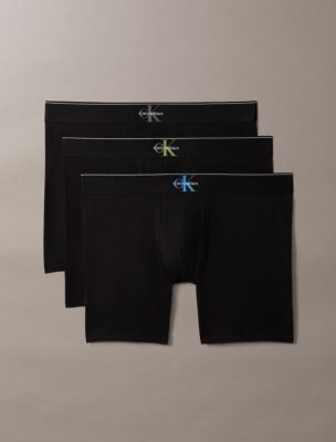 Graphic Monogram Cotton Stretch 3-Pack Boxer Brief, Black Bodies w/WB Multi