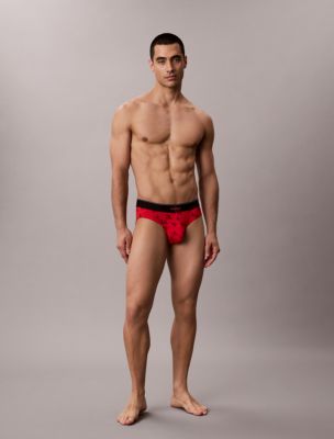 Graphic Monogram Microfiber Stretch Hip Brief, Smudge Logo Ck Giga Goji Berry
