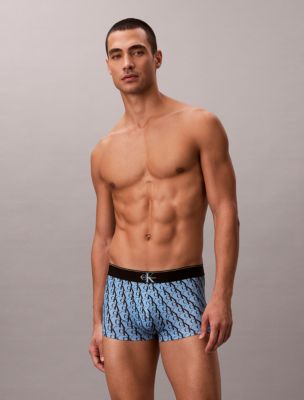 Graphic Monogram Microfiber Stretch Low Rise Trunk, Stepping Logo Gulf Blue