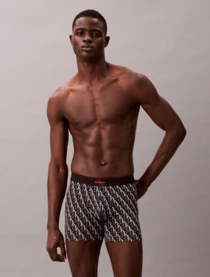 Graphic Monogram Microfiber Stretch Boxer Brief, Stepping Logo Black
