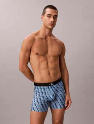 Graphic Monogram Microfiber Stretch Boxer Brief, Stepping Logo Gulf Blue