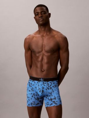 Graphic Monogram Microfiber Stretch Boxer Brief, Poseidon Blue