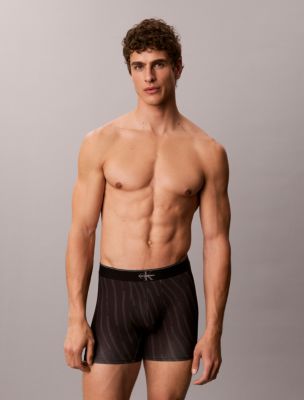 Graphic Monogram Microfiber Stretch Boxer Brief, Logo Warp Black