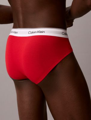 Мужские трусы-брифы Calvin Klein Icon из эластичного хлопка, набор из 3 шт, цвет: Чёрный / Ягодный — фото 6