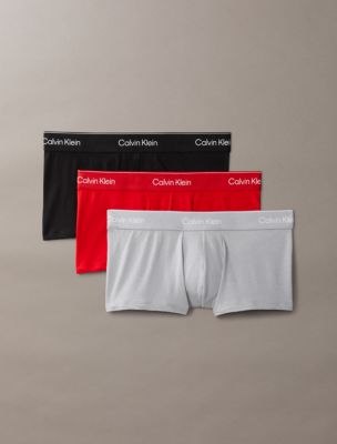 Icon Cotton Stretch 3-Pack Low Rise Trunk, Adrenaline Rush/Black/Sleet