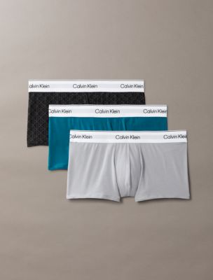 Icon Cotton Stretch 3-Pack Low Rise Trunk, Sleet/Seamless Emblem Black/Ashford Gray/Teal Marine