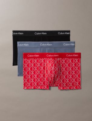Icon Cotton Stretch 3-Pack Low Rise Trunk, Black/Goji Berry/Grisaille