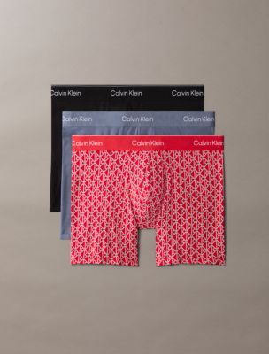 Трусы-боксеры Icon для мужчин, хлопок, стрейч, 3 шт. — Calvin Klein, цвет: Чёрный / Ягодный, вариант 1 — фото 1