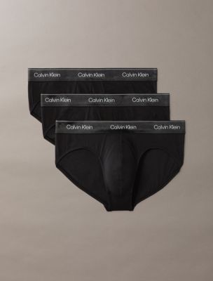 Icon Cotton Stretch Metallic 3-Pack Hip Brief, Black