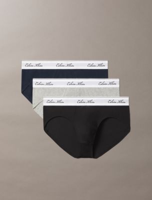 Icon Cotton Stretch Script 3-Pack Hip Brief, Black/Grey Heather/Dark Sapphire