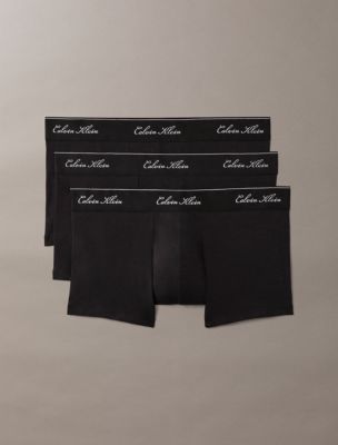 Icon Cotton Stretch Script 3-Pack Low Rise Trunk, Black W/ Dtm Wb