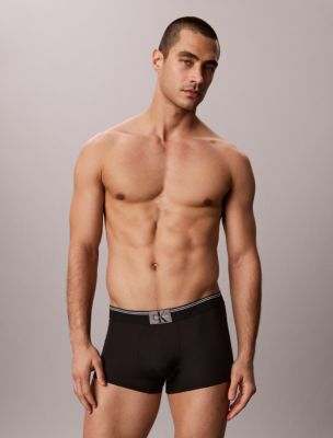 Graphic Monogram Microfiber Stretch Rib Low Rise Trunk, Black