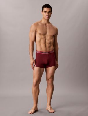 Бельё Icon для мужчин, хлопок, в полоску, стрейч, 3 шт. — Calvin Klein, цвет: Чёрный / Красный — фото 2