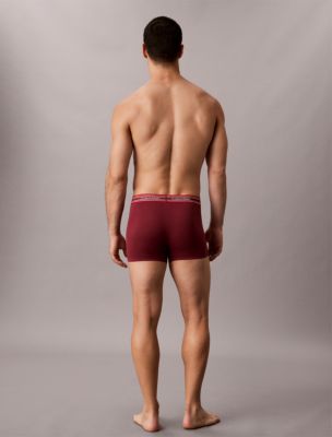 Бельё Icon для мужчин, хлопок, в полоску, стрейч, 3 шт. — Calvin Klein, цвет: Чёрный / Красный — фото 6