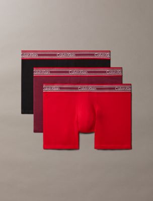 Icon Cotton Stretch Stripe 3-Pack Trunk, Black/Established Red/Goji Berry