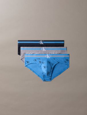 Graphic Monogram Cotton Stretch 3-Pack Hip Brief, Quicksilver Multi