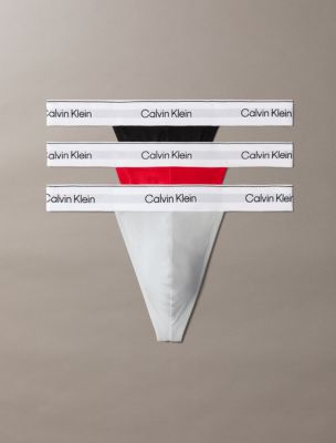 Icon Cotton Stretch 3-Pack Thong, Black/Goji Berry/Harbor Mist