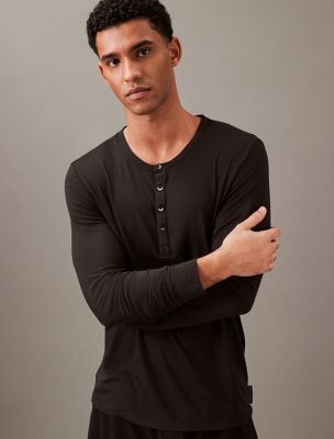Ultra-Soft Modern Lounge Henley T-Shirt, Black