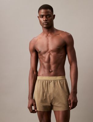 CK Black Lounge Slim Knit Boxer, Gray Olive