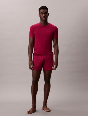 Мужская футболка Calvin Klein Ultra Soft Modal Crewneck Sleep T-Shirt, цвет: Свекольный красный — фото 2