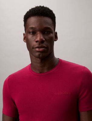 Мужская футболка Calvin Klein Ultra Soft Modal Crewneck Sleep T-Shirt, цвет: Свекольный красный — фото 3