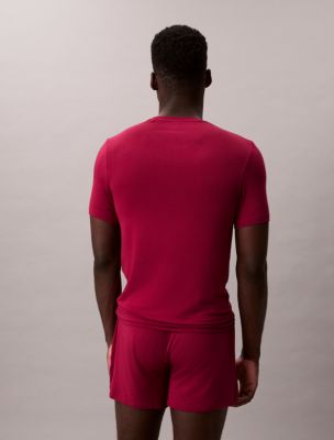 Мужская футболка Calvin Klein Ultra Soft Modal Crewneck Sleep T-Shirt, цвет: Свекольный красный — фото 4